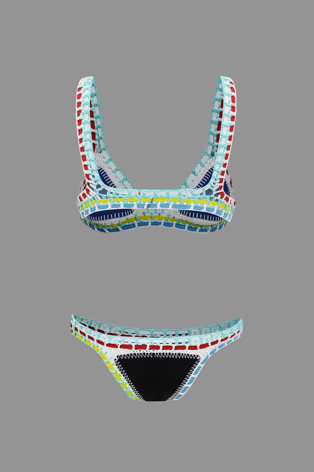 Contrast Crochet Trim Bikini Set