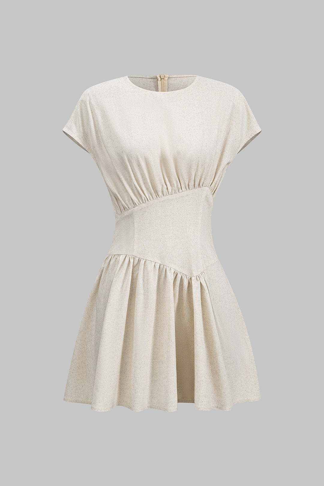 Linen Ruched Zipper Corset Mini Dress