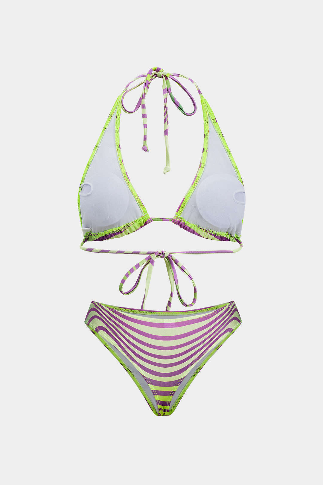 Color Block Drawstring Bikini Set