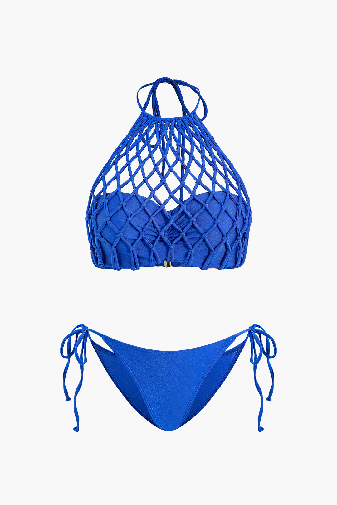 Ruched Hollow Out Tie Knot Bikini Set