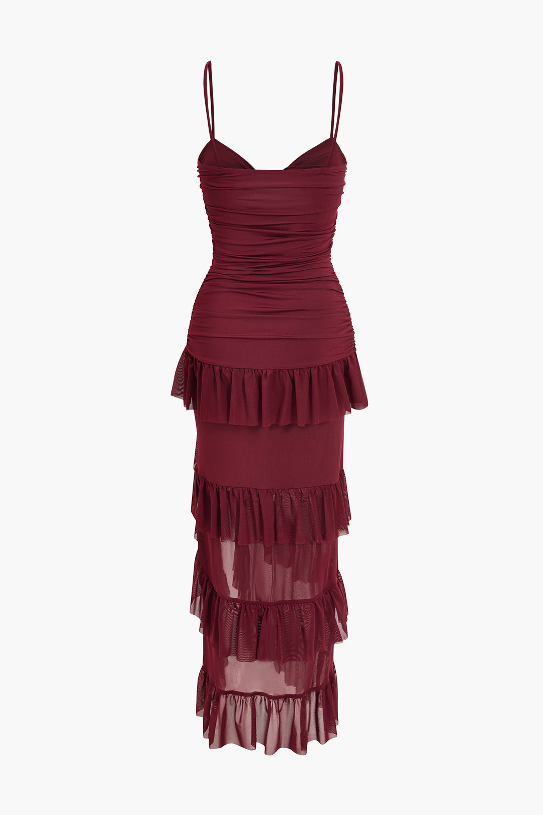 Multilayer Ruffle Slip Maxi Dress