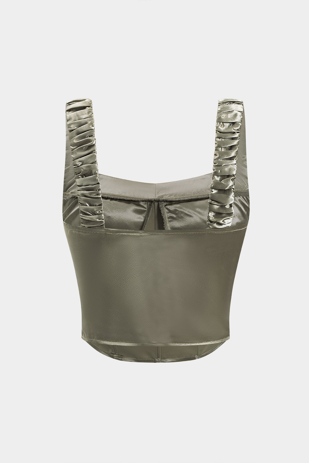 Satin Ruched Side Zipper Bustier Corset Tank Top