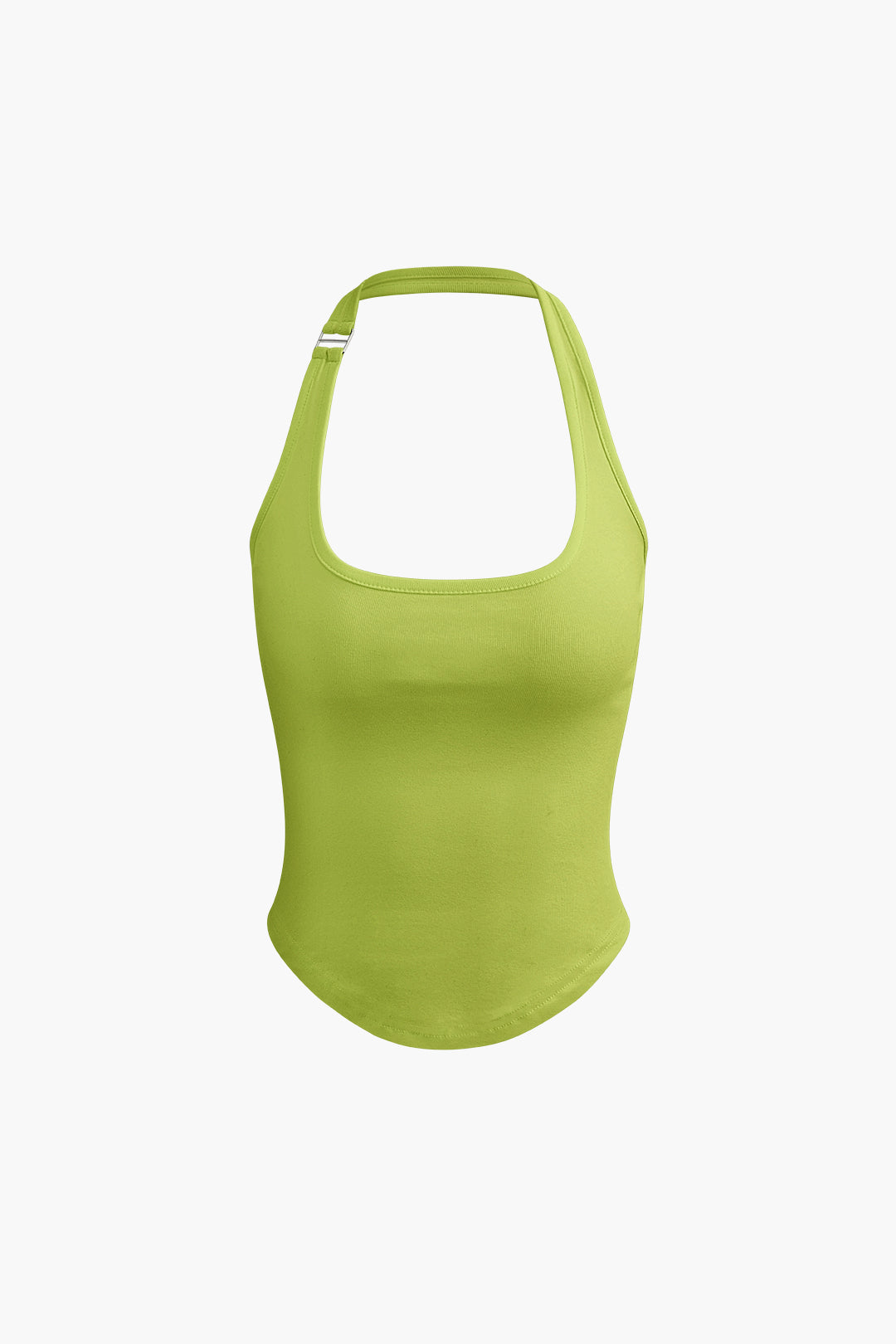 Basic Solid Halter Curved Hem Tank Top