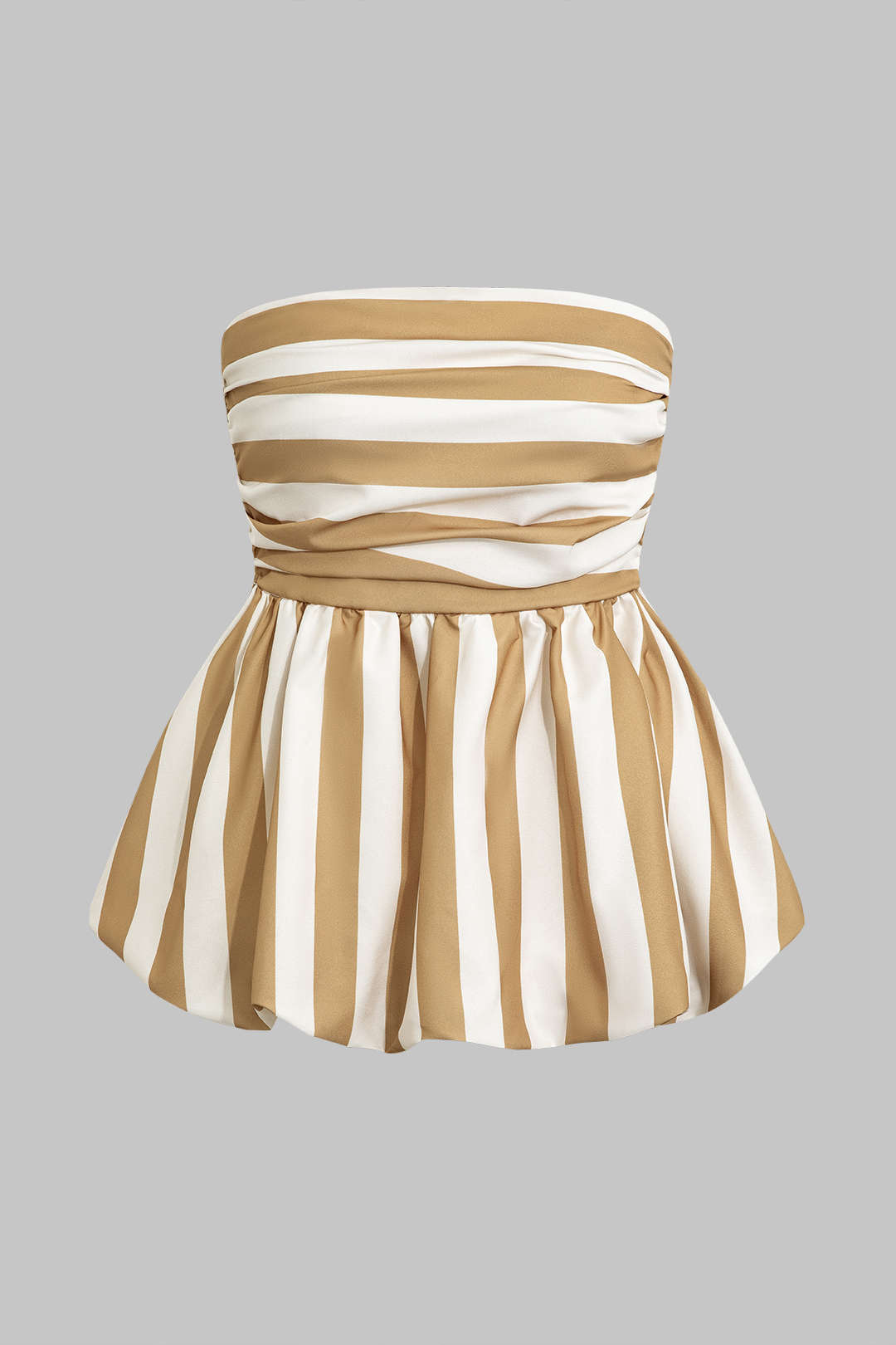 Color Block Ruched Stripe Tube Top