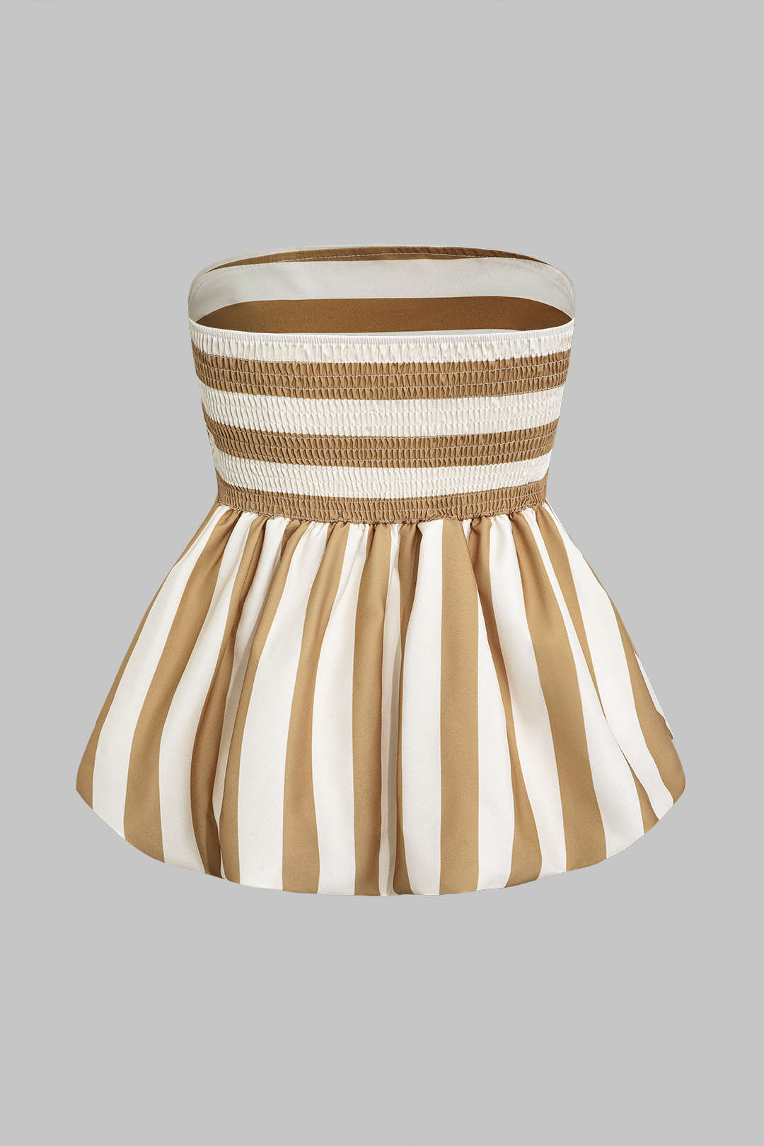 Color Block Ruched Stripe Tube Top