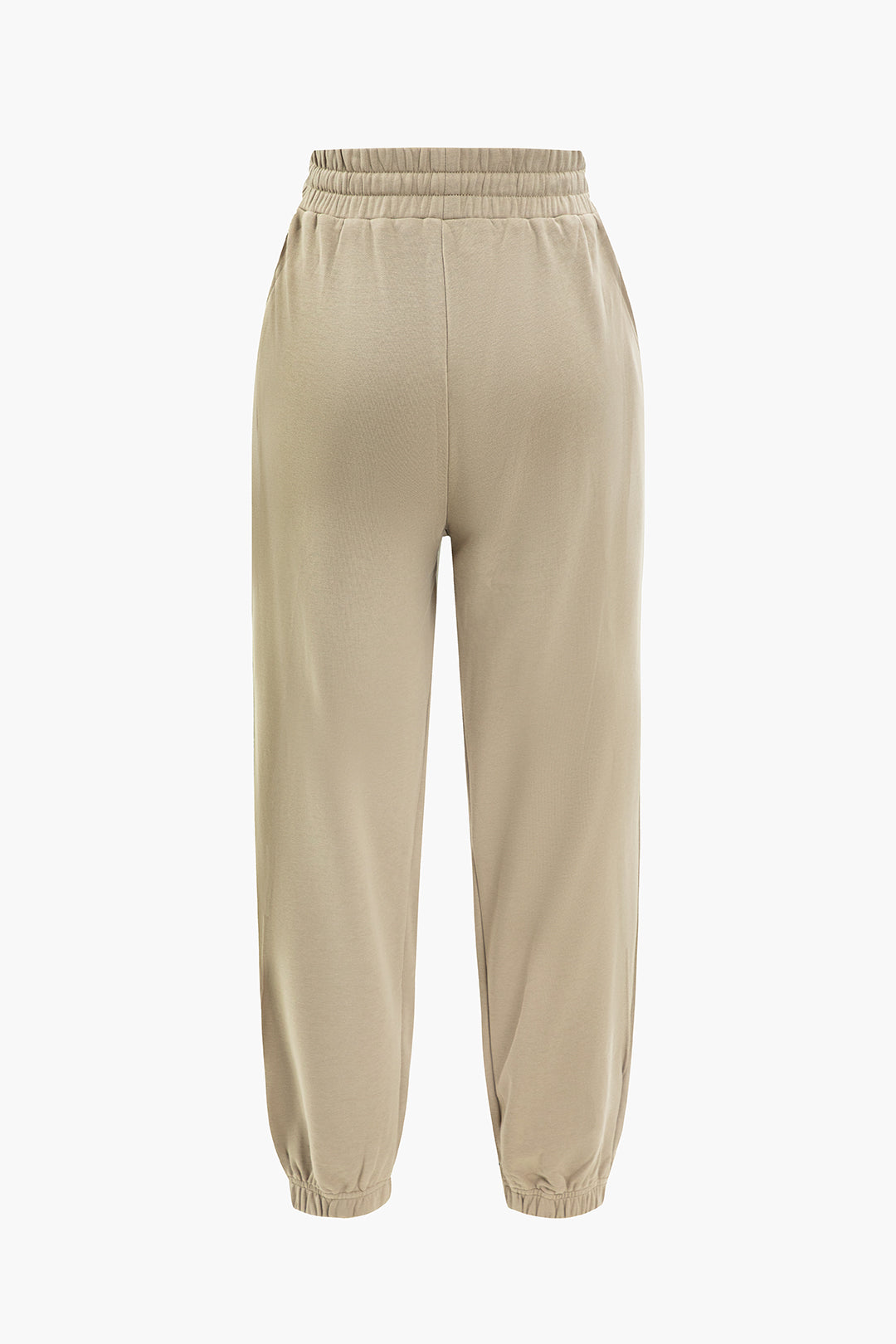 Solid High-Waist Drawstring Pants