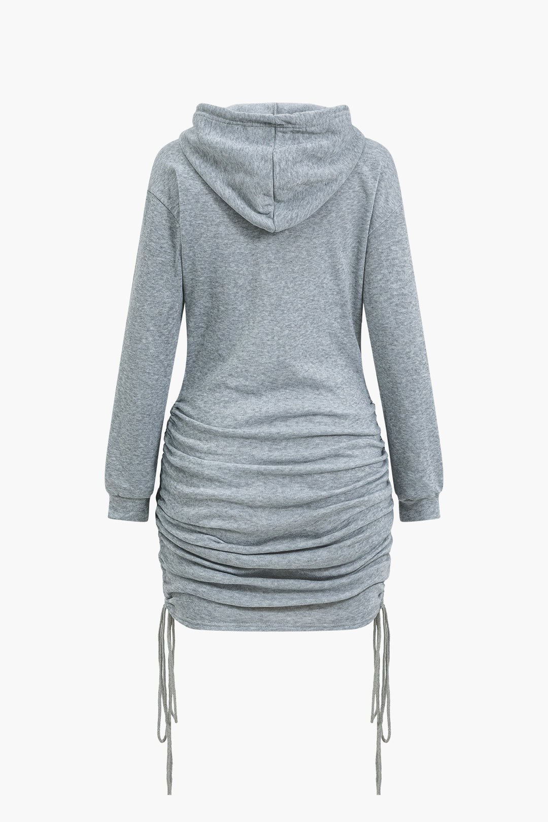 Solid Drawstring Hooded Mini Dress