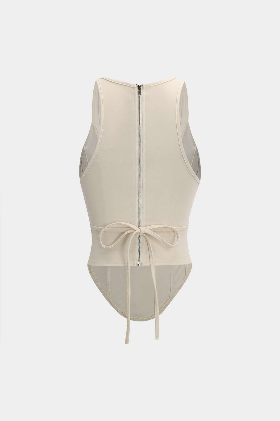 Zipper Tie-Up Corset Waist Tank Top