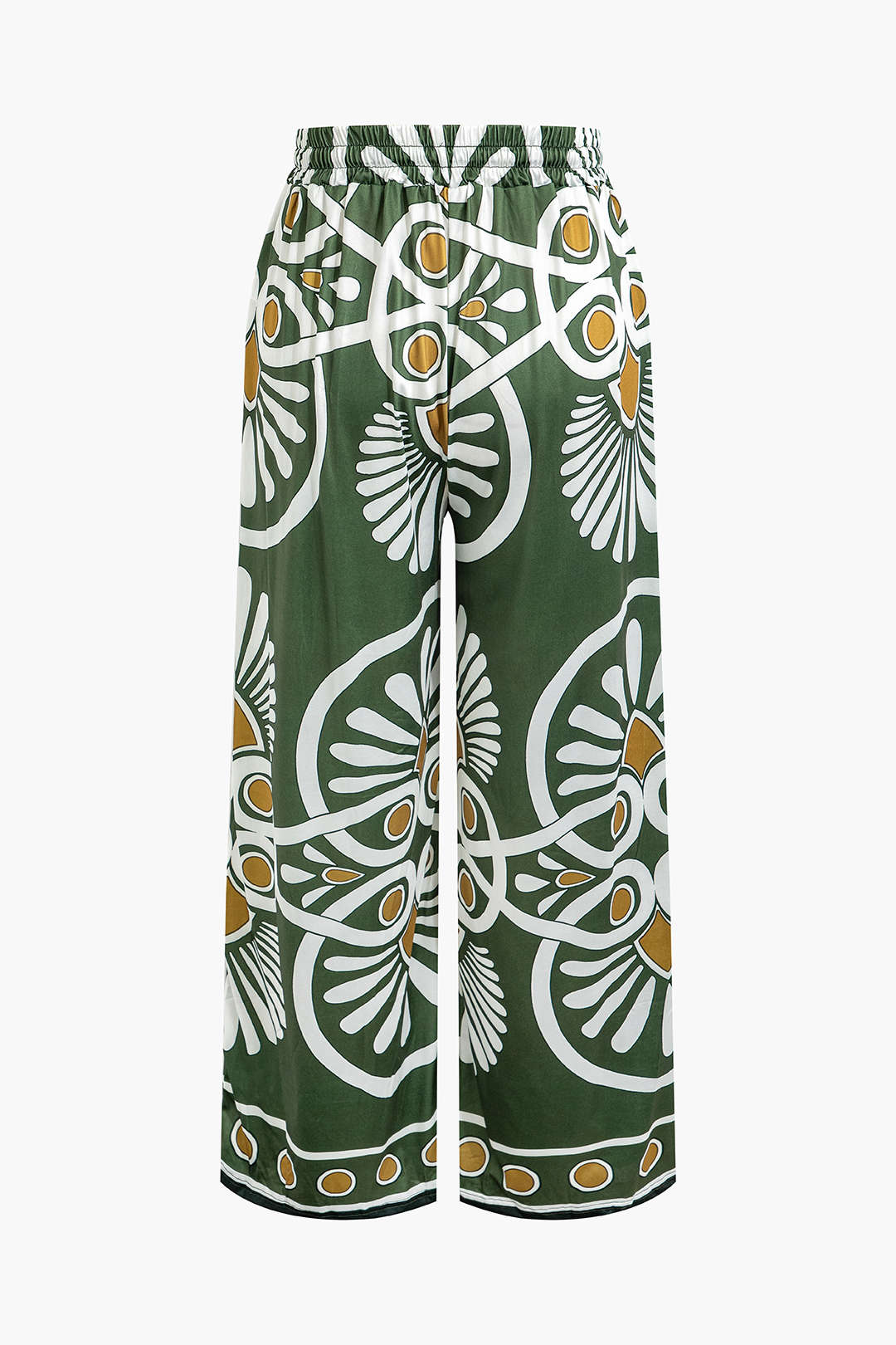 Abstract Print Drawstring Wide Leg Pants