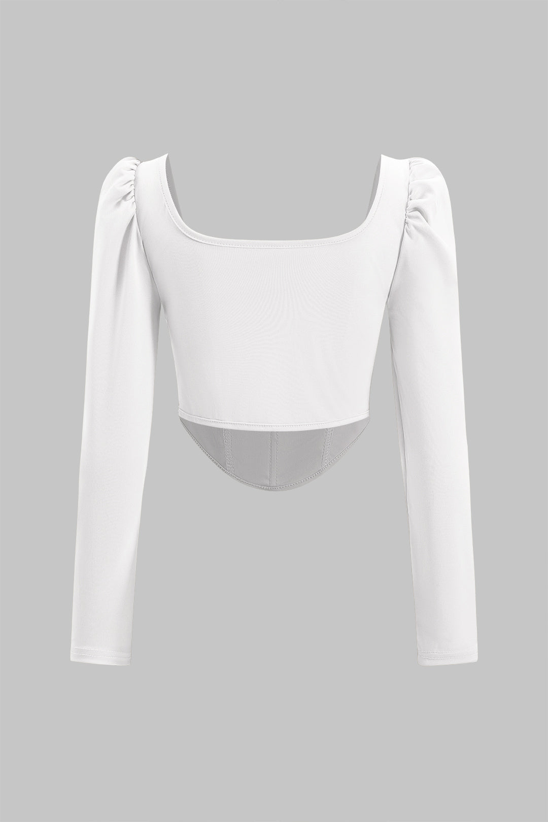 Ruched Square Neck Corset Long-Sleeve Top