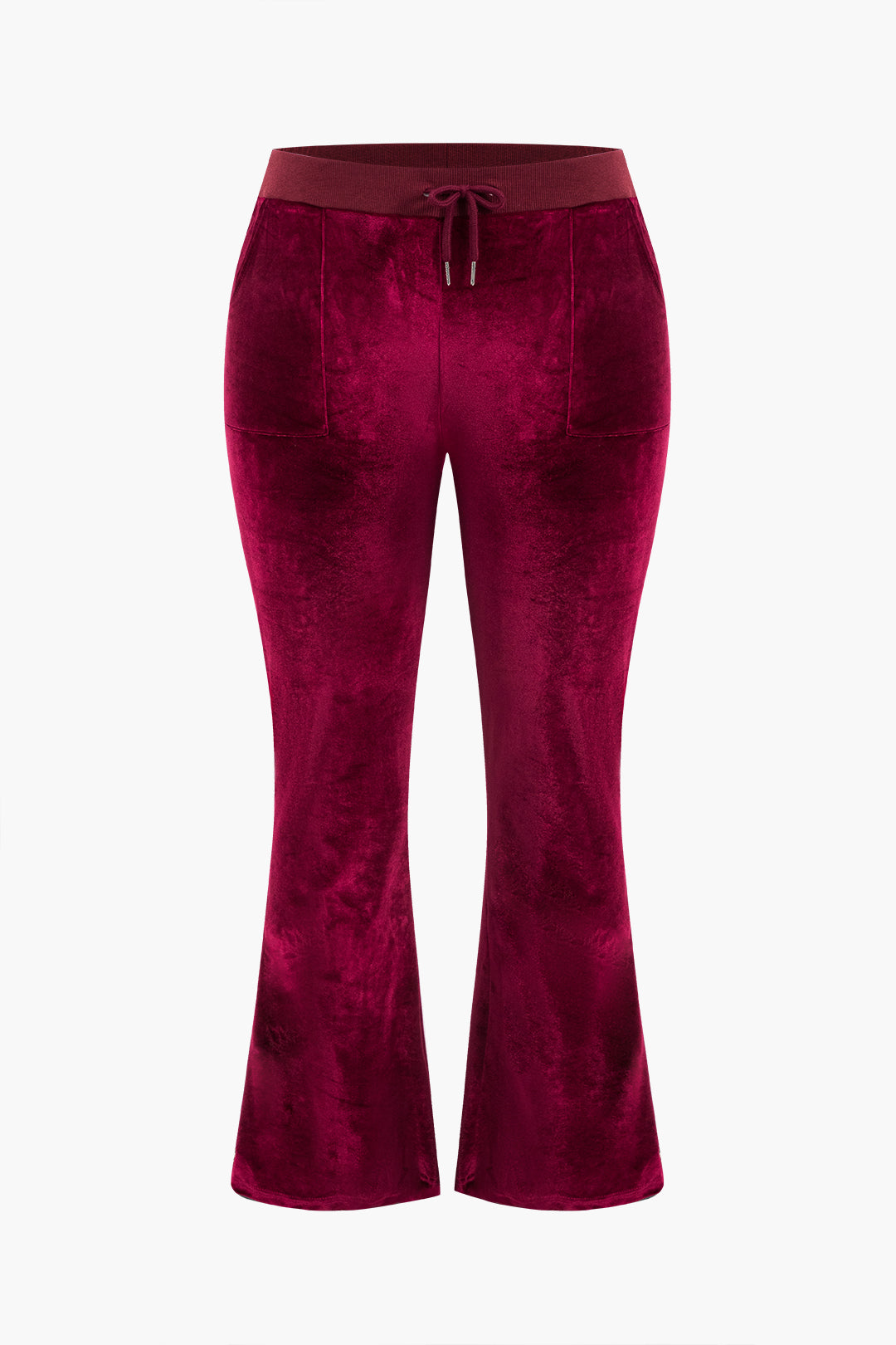 Plus Size Velvet Zipper Top And Trousers Set