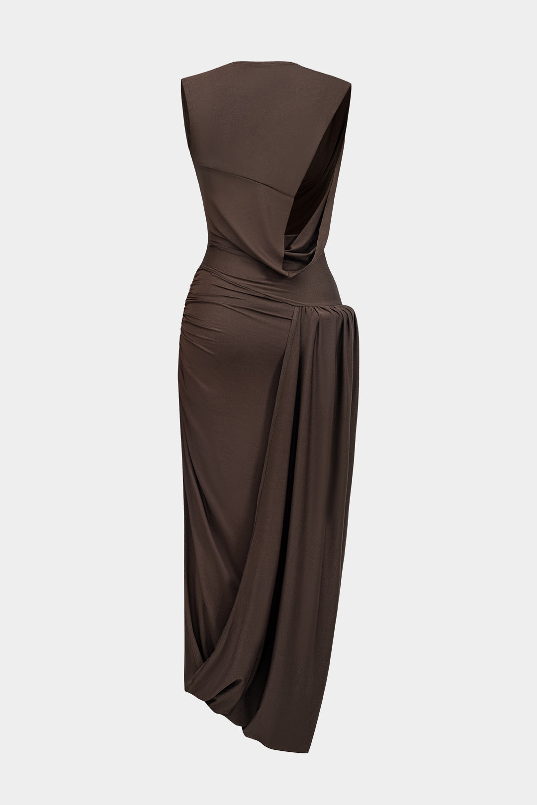 Ruched Asymmetrical Maxi Dress