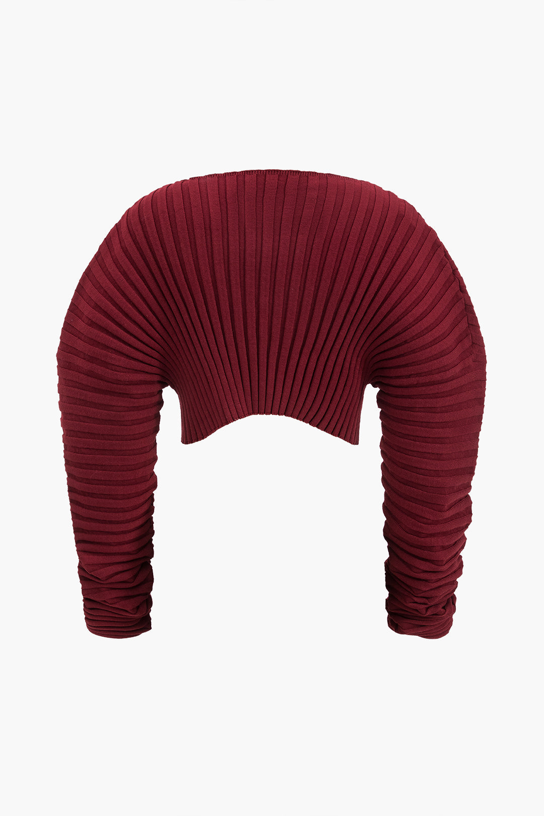 Knit Ruched Detail Long-Sleeve Cropped Top