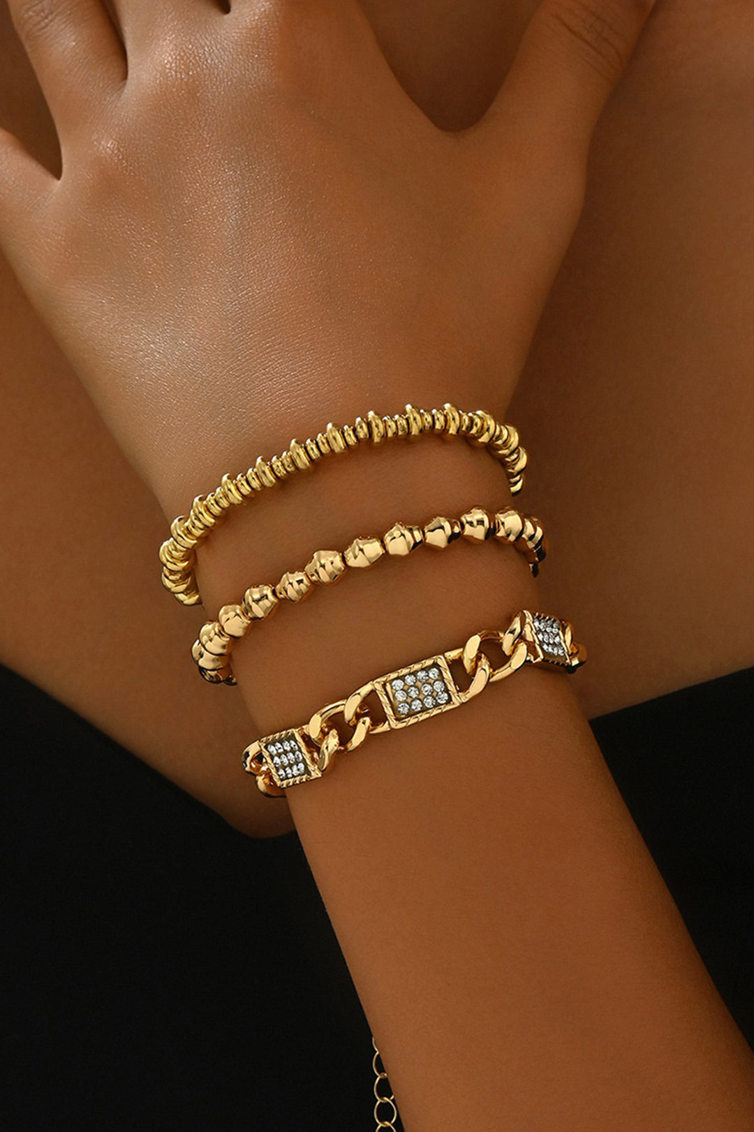 Metal Geometric Rhinestone Bracelet