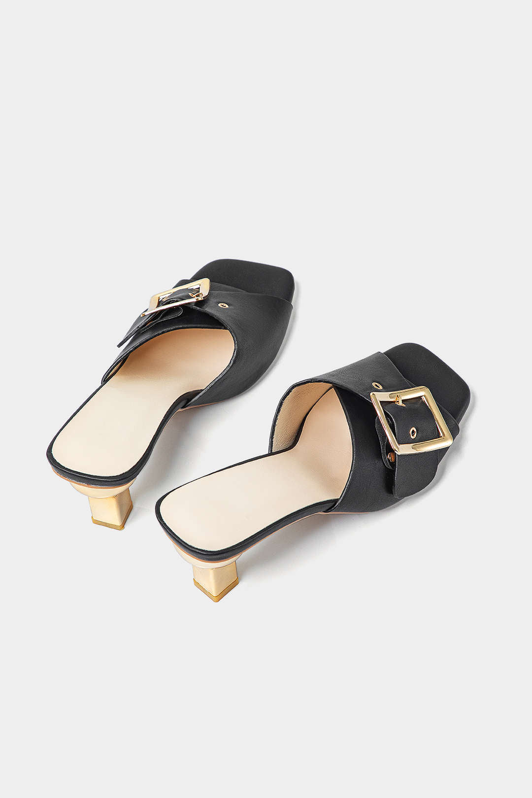 Metallic Faux Leather Buckle Open-Toe Sandals