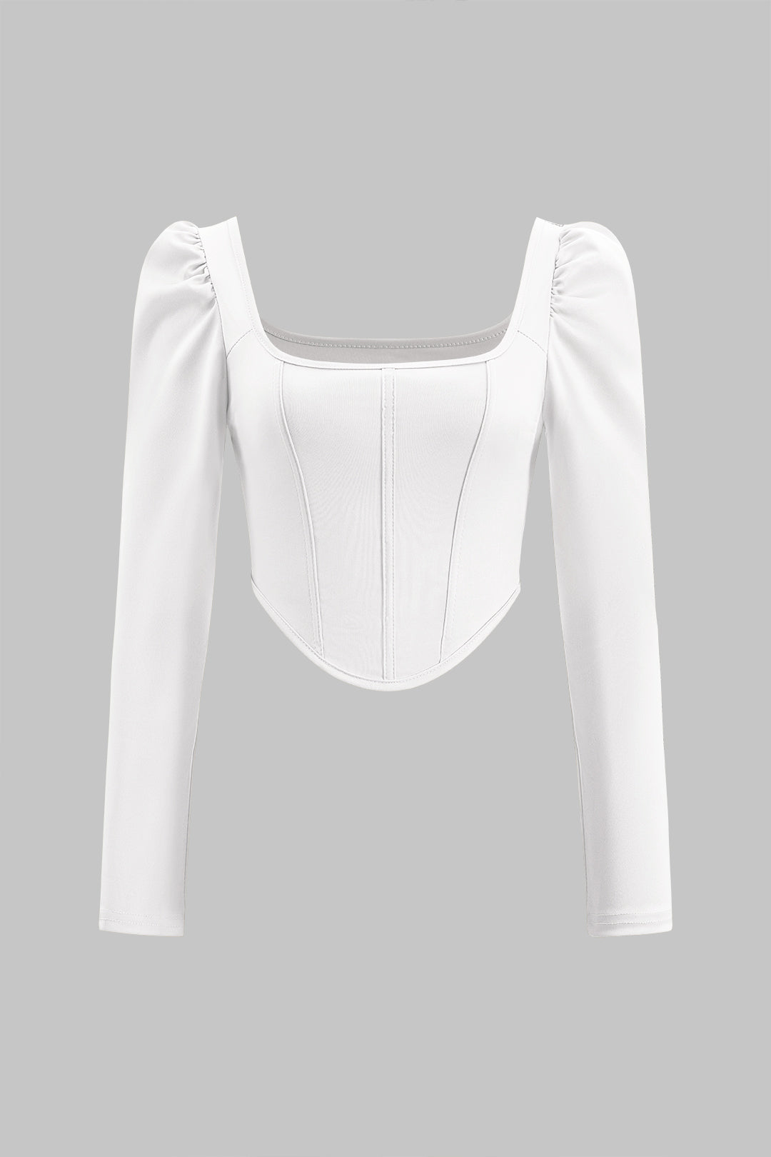 Ruched Square Neck Corset Long-Sleeve Top