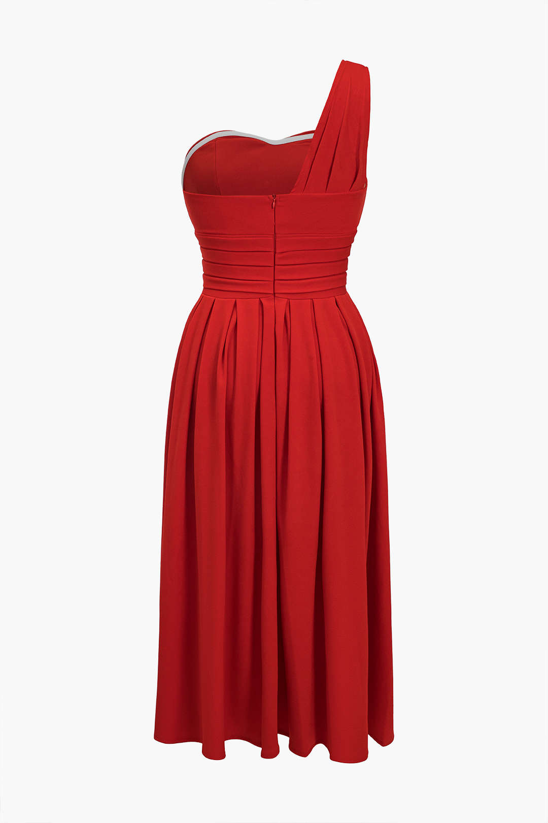 Chiffon Sleeveless One Shoulder Midi Dress