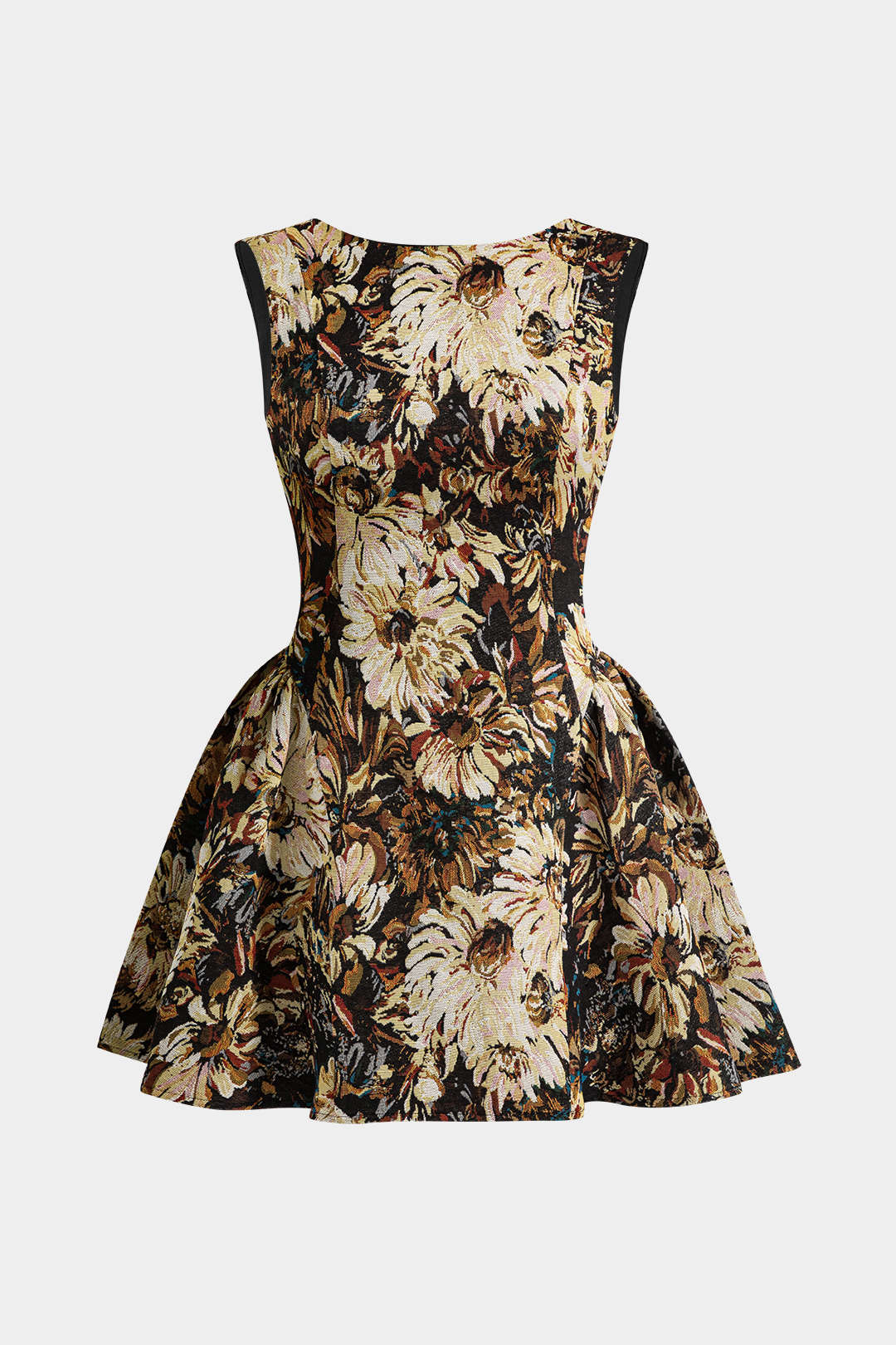 Jacquard Ruched Sleeveless Mini Dress