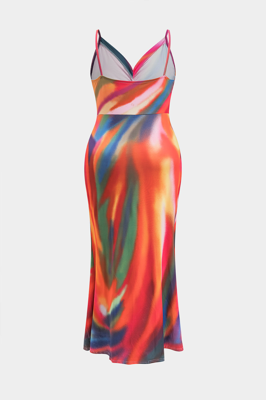 Plus Size Tie Dye Print Ruched Slip Maxi Dress