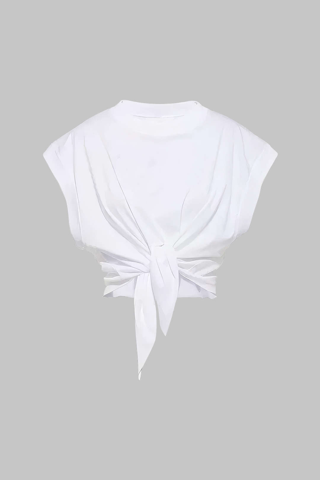 Solid Ruched Tie Front T-Shirt