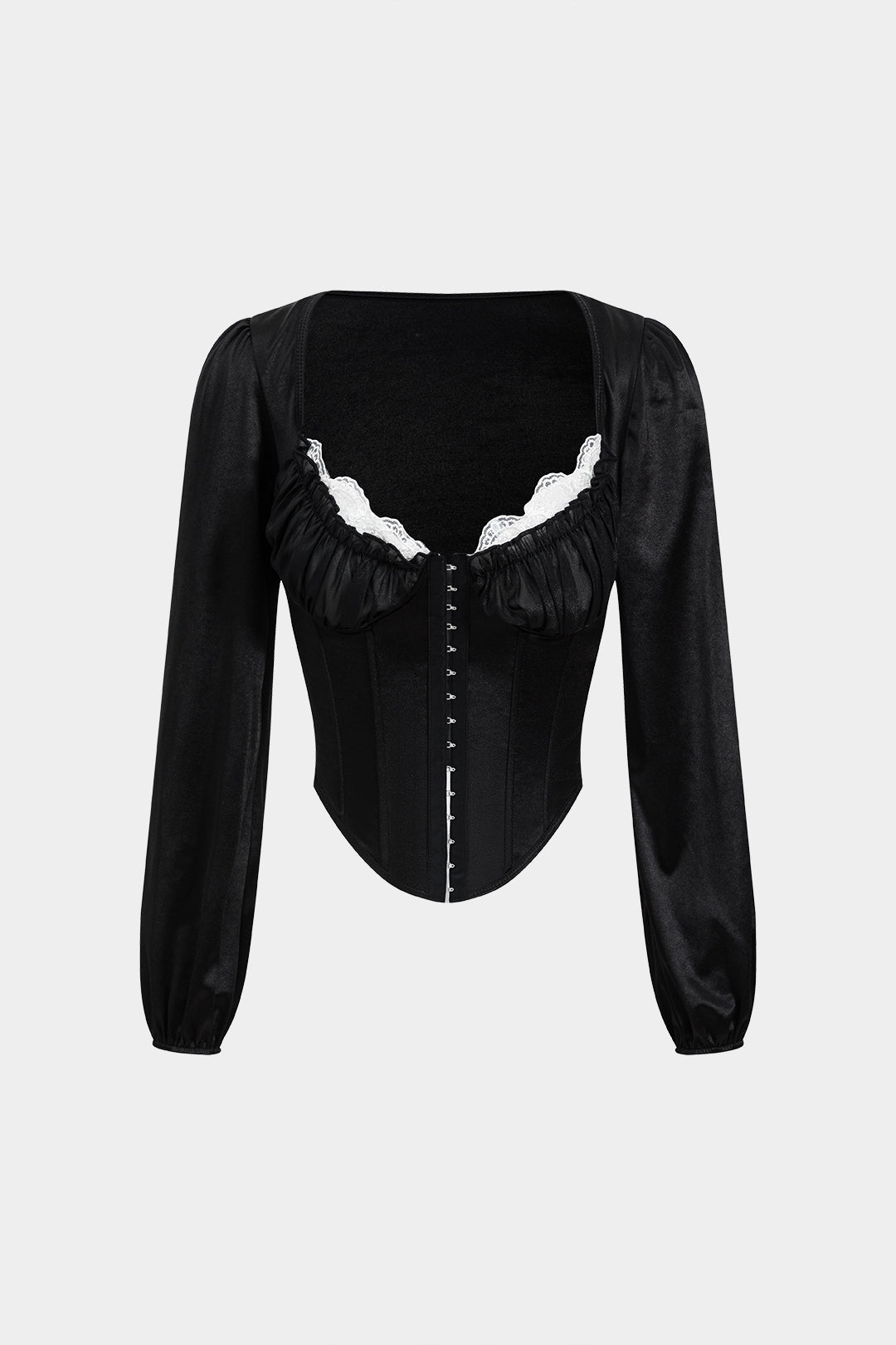 Satin Button Patchwork Corset Long-Sleeve Shirt