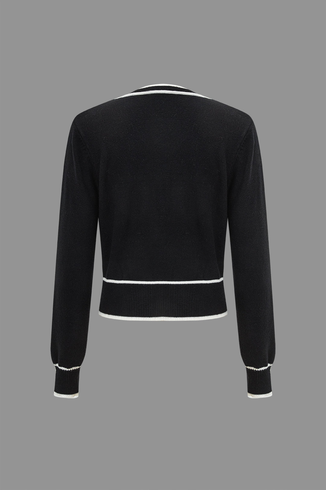 Solid Sweater Button Long-Sleeve Top