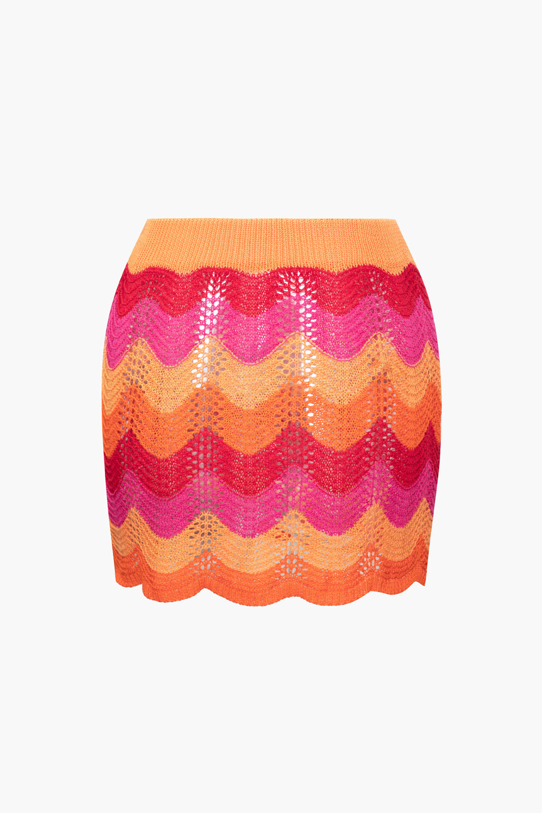 Color Block Crochet Knit Skirt