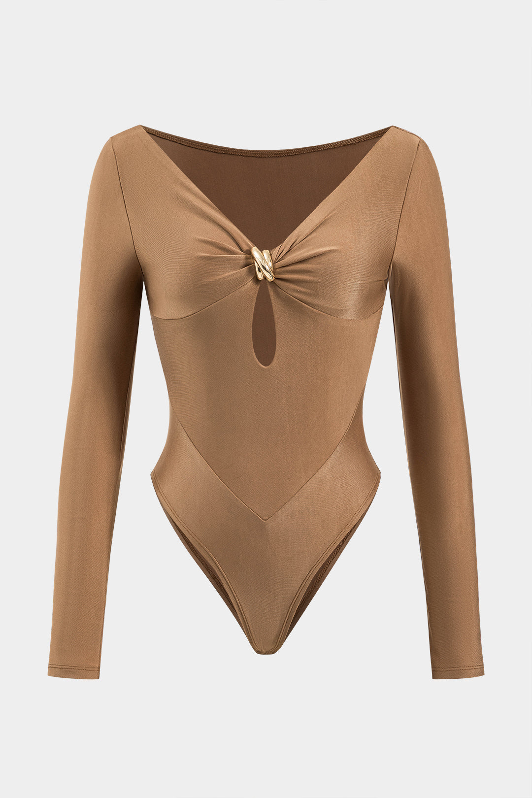 Cut Out Ruched Long Sleeve Bodysuit