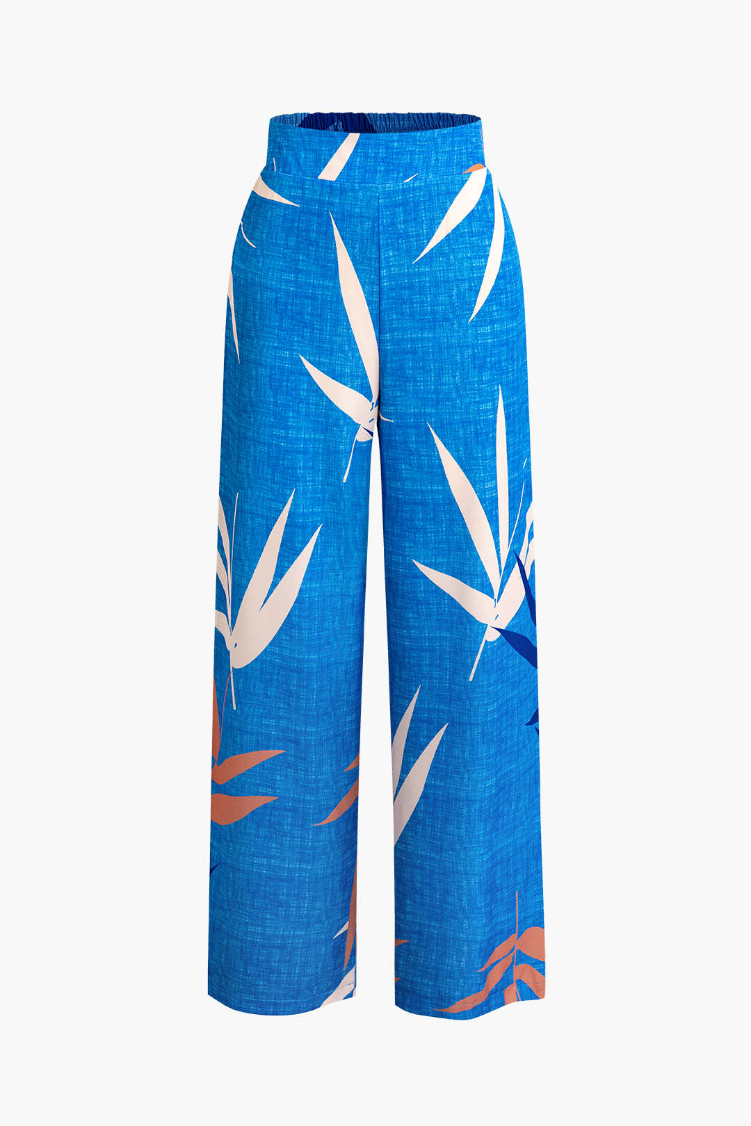 Bamboo Leaf Print Knot Cami Top And Pants Set