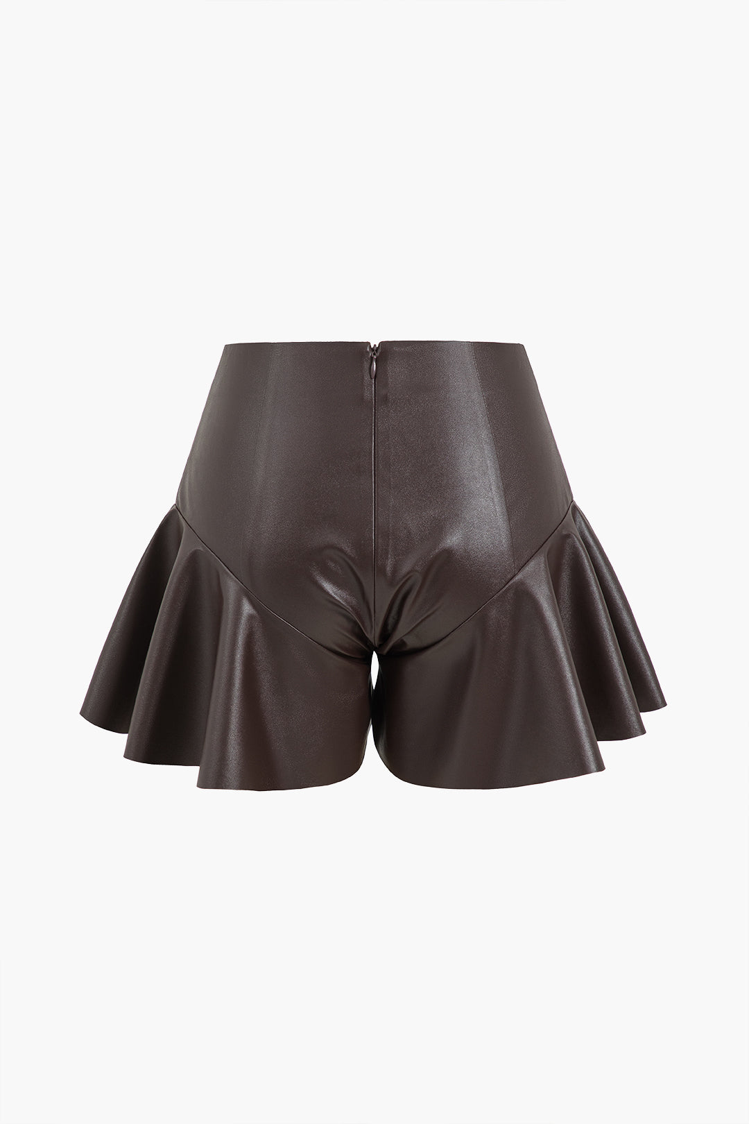 Faux Leather Zipper Skort