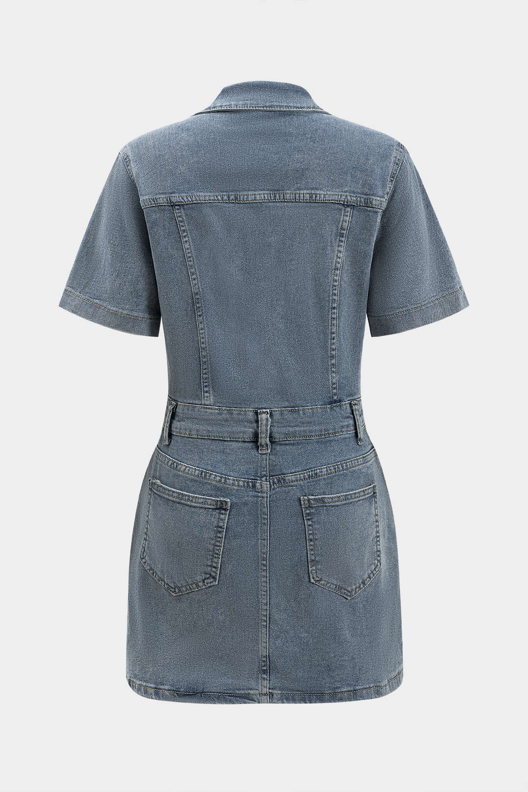 Denim Button Pocket Short Sleeve Dress