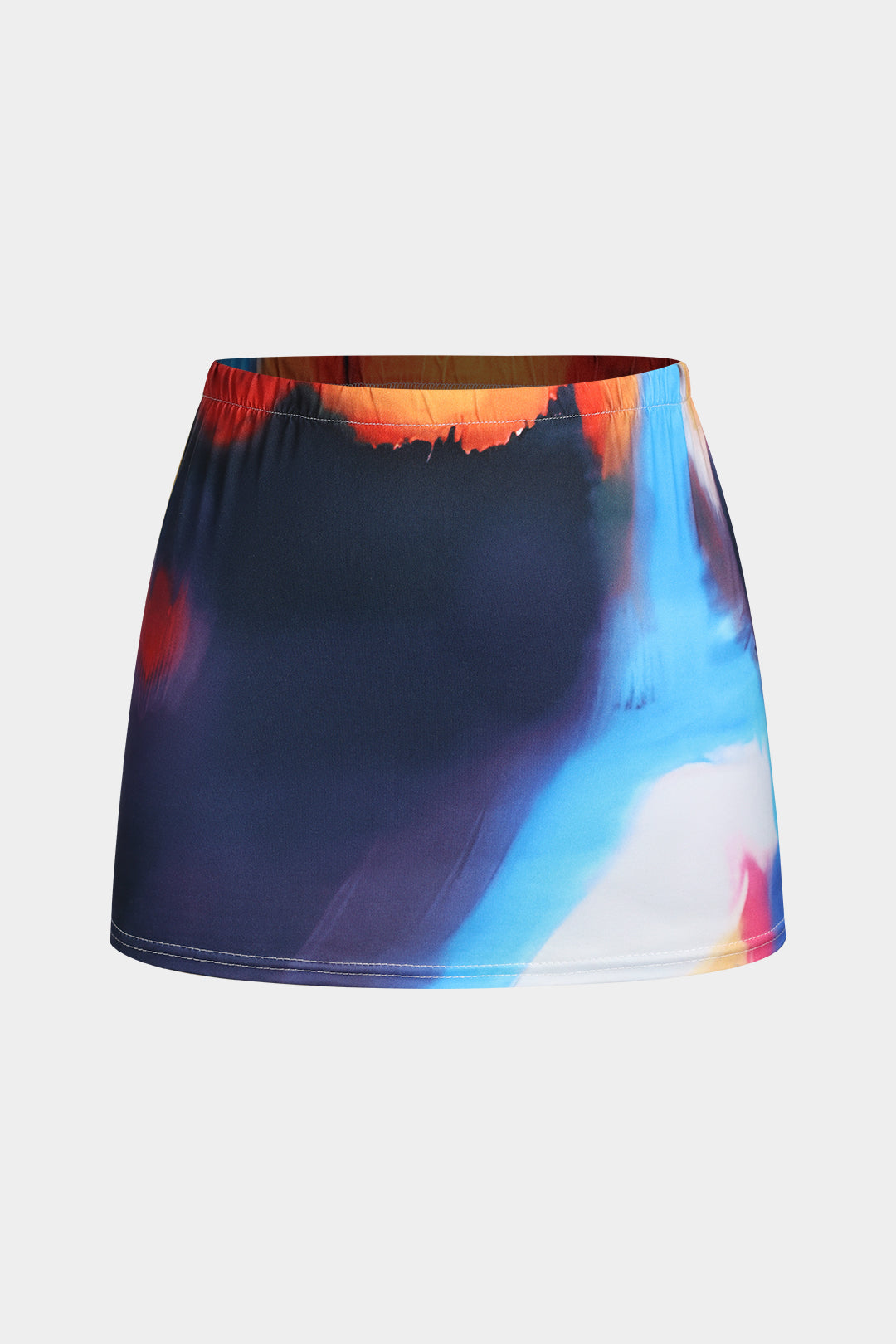 Tie Dye Print Short Sleeve T-Shirt And Ruched Skirt Set