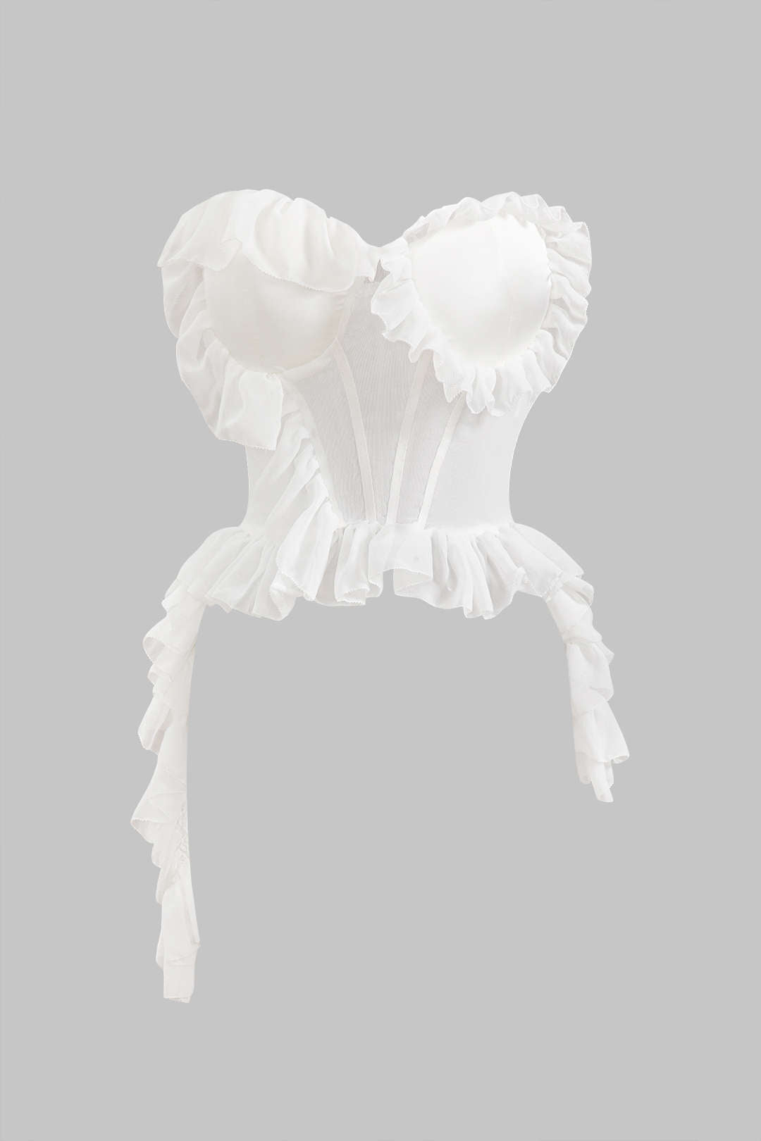 Chiffon Satin Ruffle Corset Tube Top