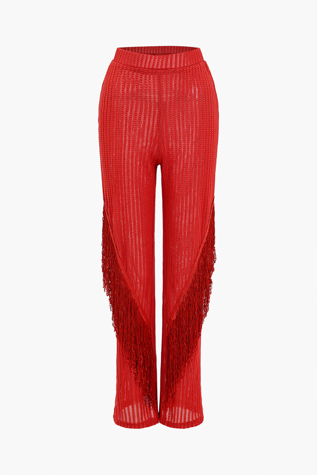 Solid Fringe Backless Asymmetrical Trouser Set