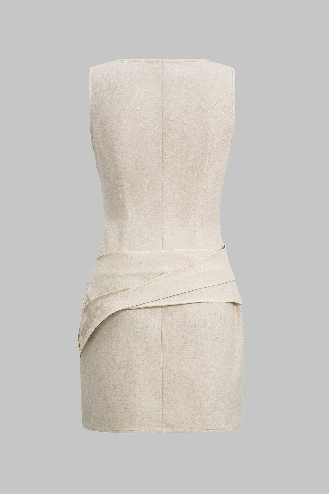 Linen Ruched Sleeveless Mini Dress