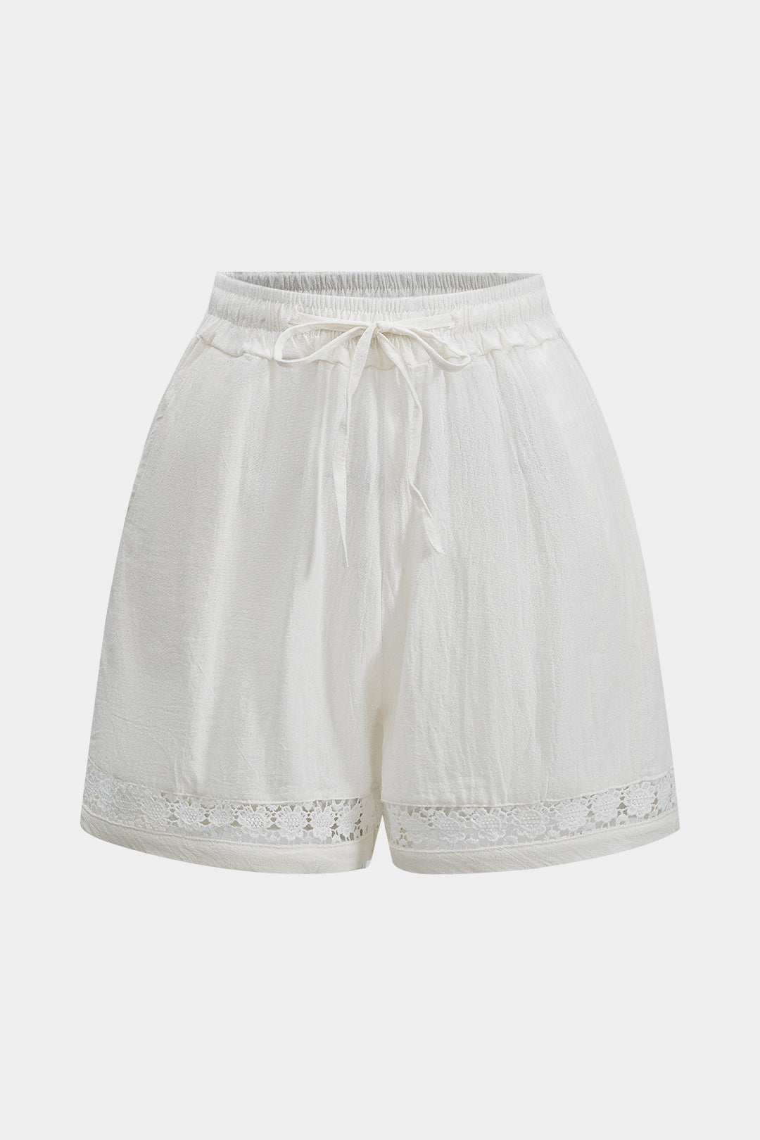 Linen Ruched Hollow Out Tie Front Shorts