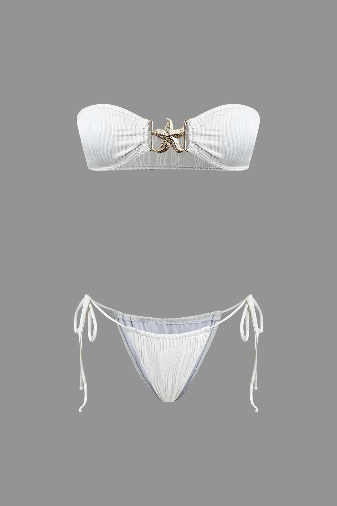 Starfish Decor Bandeau Tie Bikini Set