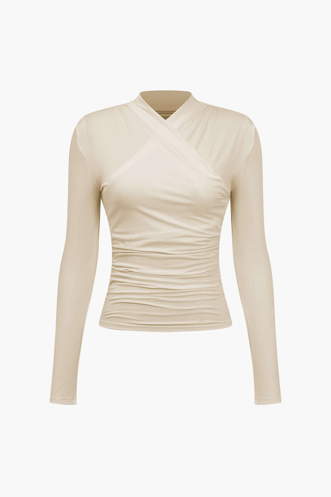 Ruched Crossover Long Sleeve Top