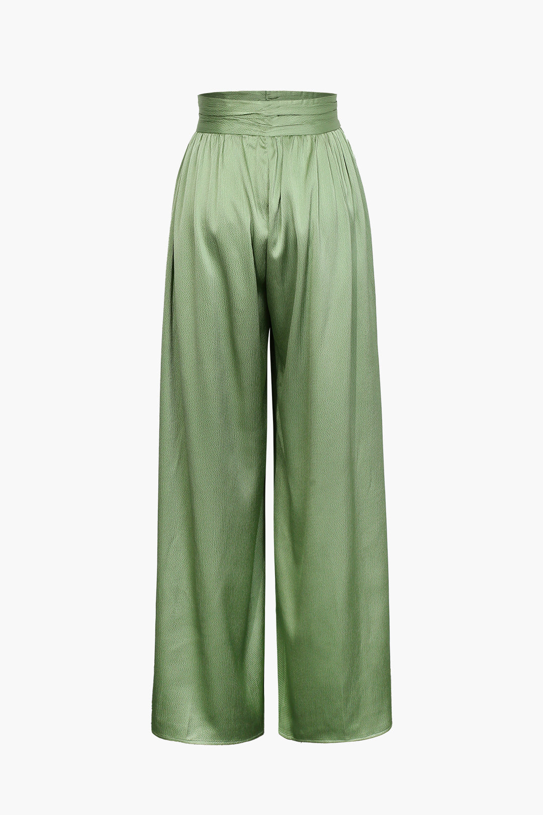 Basic Heavy Satin High Waisted Wide Leg Pants