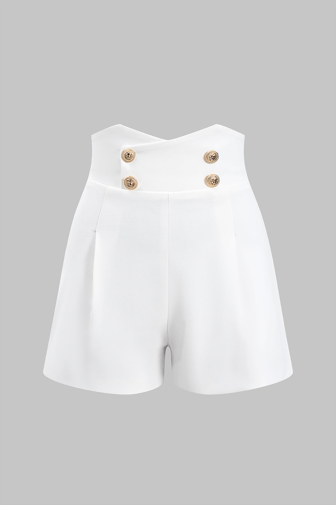 Metallic Pleated Button Zipper Shorts