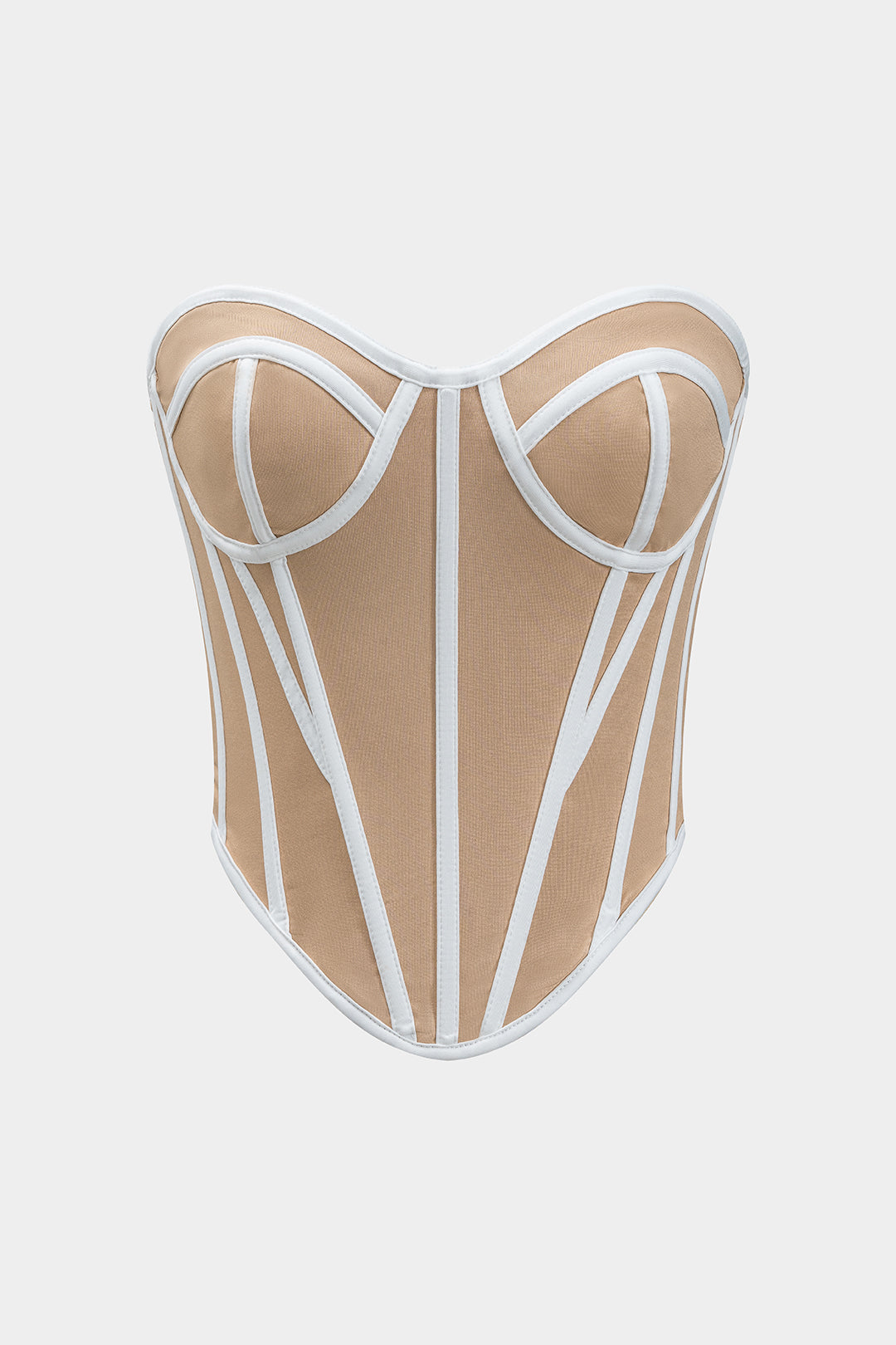 Contrast Zipper Bustier Corset Tube Top