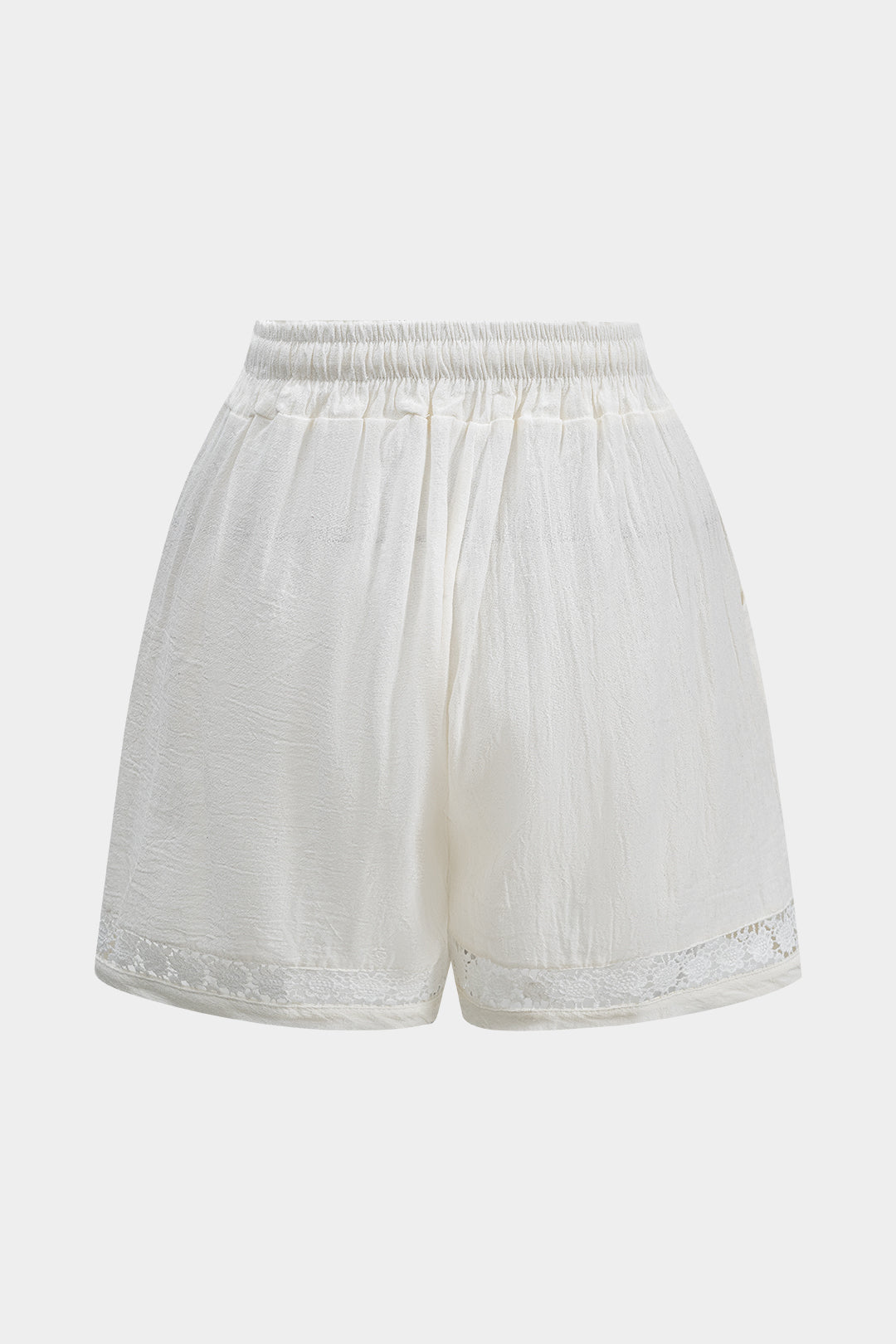 Linen Ruched Hollow Out Tie Front Shorts