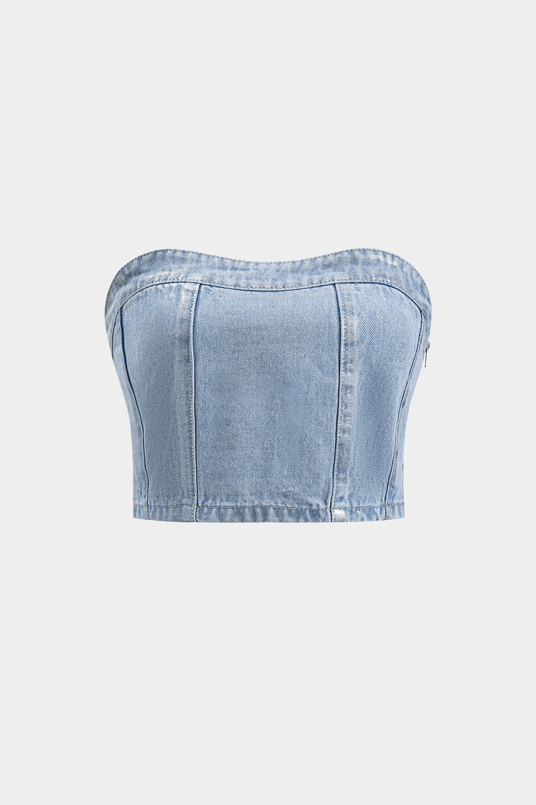 Denim Zipper Tube Top