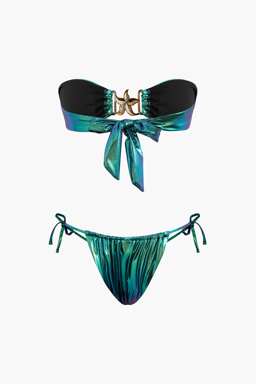 Starfish Decor Knot Ruched Bikini Set