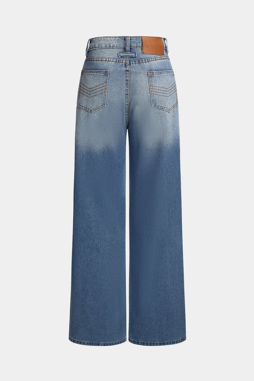 Denim Button High Waist Straight Leg Jeans