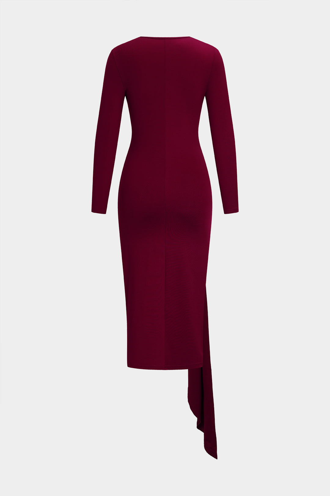 Tie Front Ruched Long Sleeve Midi Dress