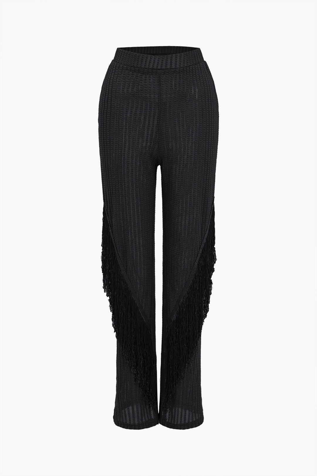 Solid Fringe Backless Asymmetrical Trouser Set