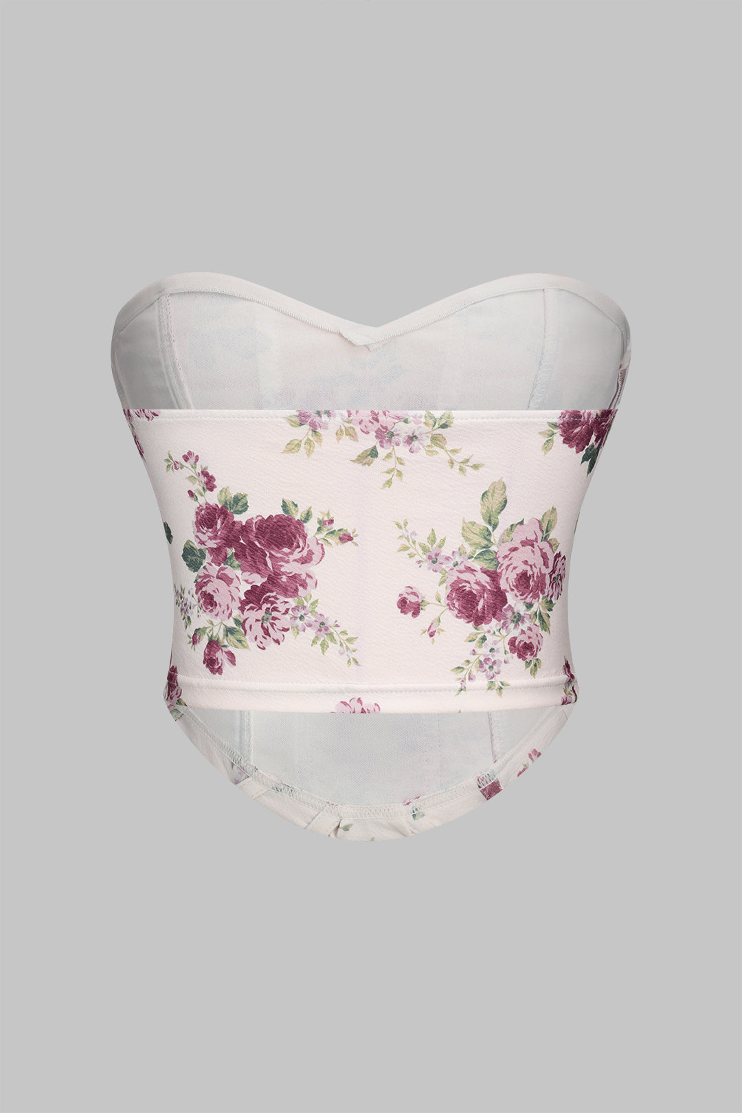 Floral Print Zippper Bustier Corset Tube Top