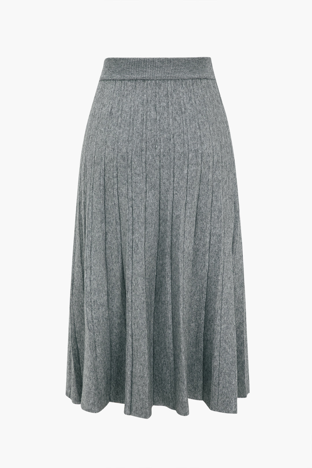 Solid Knit Pleated High Waist Skirt