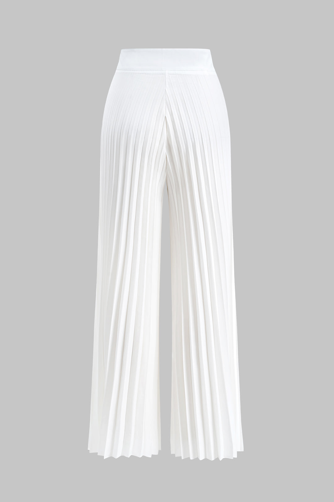 Contrast Pleated Button Pocket Long Sleeve Top And Wide Leg Trousers Set